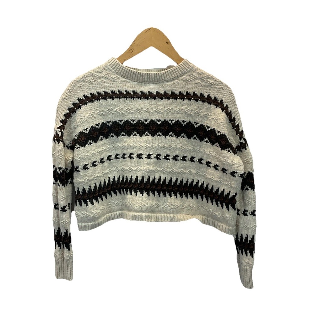 XXS - Polo by Ralph Lauren Ivory Fair Isle Cropped Turtleneck Sweater